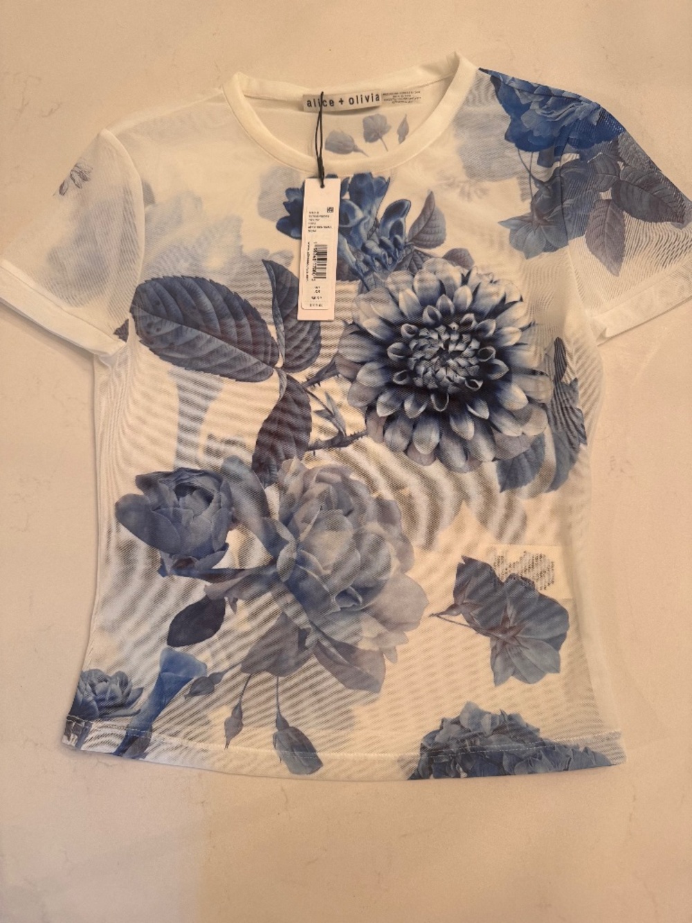 Alice + Olivia Tess Mesh T-shirt NWT
